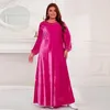 Etniska kläder afrikanska bröllopsfestklänningar för kvinnor 2023 Autumn Elegant Long Sleeve O-Neck Plus Size Dress Muslim Fashion Abaya