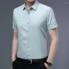Camisas casuales para hombres de alta calidad de lujo Lce seda transpirable social de manga corta camiseta tops sureño abotonado verano blanco para