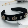 Tiaras de metal flor bandana para mulher luxo mti cor cristal frisado veet hairband meninas festa jóias coroas gota deli dhoon