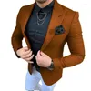 Trajes de hombre 2 piezas Blazer marrón pantalones blancos a medida Slim Fit ropa de fiesta de noche hombre boda novio esmoquin chaqueta Pantalones