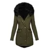 Women's Down Parkas Winter Jacket Women Coat Fur Collar Long Sleeve Faux Hood Midlength Warm Parka Snow Outerwear 231123