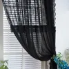 Curtain Black Ruffled Lace Sheer Curtains For Kitchen Farmhouse Wedding Party Ceremony Background Rustical Jacquard Floral Window Drapes