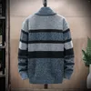 Maglioni da uomo Maglione a righe patchwork invernale da uomo Giacca da cappotto in cardigan con zip spessa e calda in pile autunno-inverno