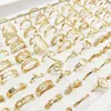 Band Rings 30pc Lot Gold Color Finger For Girls Love Snake Animal Butterfly Cutout Star Pearl Thin Joint Ring Party Jewelry Women 231123