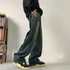 Men's Jeans Fashion High Street Mens Baggy Man Pants Black Blue Vintage Distress Layer Straight Long Denim Trousers Hip Hop Clothing