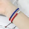 Strand 4mm Kralen Verstelbare Armband Palestina Vlag Kleur Rood Blauw Wit Natuursteen Land Vlaggen Geweven Armbanden Mode-sieraden