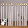 12 pezzi di candele LED a distanza tremolanti gialle candele coniche a distanza senza fiamma in plastica bougie led per la cena decorazione del partito206F