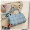 High-quality Fashion Braided Bag Luxury Designer Women Shoulders Bags PU Leather Simple Foreign Style Beancurd Block Small Square Bag Wholesale