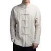 Camisas casuais masculinas moda estilo chinês tradicional tai chi algodão e linho tang terno uniforme camisa blusas roupas para homens