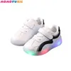 First Walkers Child Sport Shoes Anti Slippery Sneakers With Light Running Spring Luminous Fashion Breathable Kids Boys Net Girls 231123