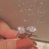 Cluster Ringe niedlich Bling Zirkon Stein verstellbar Silberfarbe für Frauen Hochzeit Verlobung Modeschmuck Trend 230424