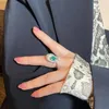 Anéis de casamento Premium Luxury Peacock Tail Green Zircon para mulheres Jóias de noivado Irmãs Party Prom Acessórios Presentes