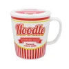 Taza de fideos japonesa creativa y sabrosa con diseño de fideos instantáneos, taza con tapa de cerámica, red, taza de agua roja, fideos