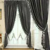 Curtain European Style Luxury Retro Curtains For Living Room Dining Shading Heat Insulation Velvet Tulle Valance