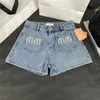 Pantaloncini di jeans da donna con strass a lettera Pantaloni a vita alta Jeans firmati Moda estiva Pantaloni corti Streetwear