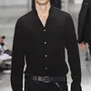 Men's Casual Shirts Long Sleeved Shirt 2023 Spring And Summer Products European American Show The Same Small Stand Collar Slim Top