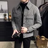 Mélanges de laine pour hommes Automne/Hiver Hommes Polo Col Veste En Laine Mode Slim Fit Costume Manteau Haute Qualité À Carreaux Multi Poche Coréenne Casual Veste 231123