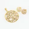 Kettingen Risul Fashion Golden Flower Round Charm Jewelry ketting Rolo Roestvrij staal Nice For Girl Women Party Cadeau