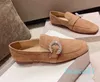 Zapatos de diseñador para mujer, mocasines planos, zapatillas planas para caminar, zapatos de vestir para fiesta de negocios al aire libre, zapatos de tacón bajo de gamuza