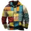 Herenhoodies Sweatshirts Vintage hoodie voor sweatshirt 3D-ruitprint met lange mouwen Pullover Street Man-kleding Oversized trui met capuchon 2023 231124