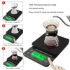 Hushållsskalor 3KG0.1G 5KG0.1G DRIP KAFFEKAL MED TIMER PORTABLE ELEKTRONISK Digital Kitchen Scale High Precision LCD Elektroniska skalor 230422