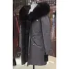 Women's Down Parka Winter Coat Jacket Rccoon Collar Detachable Rabbit Fur Liner Classic 93cm Length Quality Fabric 16079 D02 231123