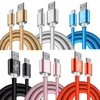 Universal 1m 3ft Type C Micro USB -kabels Fabric Bradied Nylon Metal House Cable voor Samsung S10 S20 S22 S23 Opmerking 10 HTC LG Xiaomi Android -telefoon