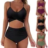 Damen-Badebekleidungs-Frauen-Bikini-reizvolles Soild gedrucktes Set Push-Up-Badeanzug mit hoher Taille 2023 Summer Mujer