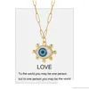 Jewelry Pendant Necklaces Greek Evil Blue Eye Necklace For Women Gold Color Turkish Womans Punk Long Chains Stainless Steel Link Col Dhnby