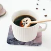 Tapis de table Blush et gris ombré fluide sous-verres abstraits tapis de café napperons en cuir tasse vaisselle accessoires de décoration tampons pour la maison