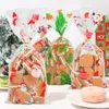 ギフトラップ50pcsクリスマスギフトバッグプレゼントキャンディークッキークッキークリスマスホームストアセールギフトクッキーラッピングバッグ231124のための透明なビニール袋