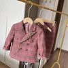 Anzüge Kinder Hochzeit Host Performance Party Kleid Anzug Set Herbst Winter Jungen Plaid Blazer Weste Hosen Kleidung Kinder Formal Kostüm 230424