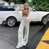 Women's Jeans Real Time Trousers Baby Blue Spring Summer Loose Hanging Wide Leg Pants High Waist Crease Straight Tube