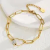 Link Bracelets Wild Free Fashion Gold Color Stainless Fory for Women Luxury Zircon Heart Aesthetic Jóias