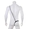 Masculino s sexy bodysuit bulge bolsa roupa interior g string tanga um lado ombro suspender hombre calcinha gay clube nightwear