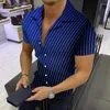 Mäns casual skjortor Men 'Party Luxury Shirt Tropical Thin Model Lapel 3D Digital Print Topp Summerkläder Dagliga gatukläder