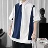 Polos para hombre, Polo japonés de Color de costura, camiseta de manga corta de verano de talla grande, camiseta Original pequeña con cuello de seda de hielo 2023