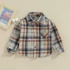 Vestes FOCUSNORM 0-4Y automne enfants garçons chemise veste décontracté Vintage Plaid imprimé à manches longues boutonné avec poches