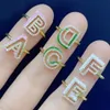 Trouwringen DUOYING Aangepaste Letter Ring Gepersonaliseerde Emaille A-Z Initiële Holle 3D Ringen Verstelbaar Voor Meisjes Sieraden Cadeau 231124