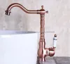 Bathroom Sink Faucets Basin Faucet Antique Red Copper Brass Single Handle Vessel Water Tap Mixer Bnf136