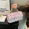 Damen Umhängetaschen 6 Farben Klassische Joker Karierte Kettentasche Flip Farblich passende Lederhandtaschen Süße kleine frische Wollfrauenhandtasche 96618#