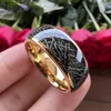Anillos de banda 6 mm 8 mm bonito anillo de compromiso de tungsteno para hombres mujeres negro meteorito incrustación regalo de moda joyería comodidad ajuste 231124