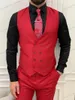 Abiti da uomo Rosso 3 pezzi Set da uomo Smoking dello sposo Groomsman Vestito da affari Abito per party di matrimonio Occasioni speciali Giacca Pantaloni Gilet