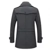 Men's Wool Blends Winter Wool Coat Men Fashion Double Collar Thick Jacket Single Breasted Trench Coat Men Casual Wool Blends Overcoats Men 231123