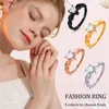 Anillos de racimo Vnox Corazón romántico CZ Piedra Pareja Anillos de boda para mujeres Hombres Color negro Bandas de acero inoxidable Joyería de compromiso Regalo de amor 230424