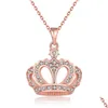Pendant Necklaces Queen Crown Pendant Necklace Cubic Zirconia Necklaces For Mom Women Fashion Jewelry Drop Delivery Jewelry Necklaces Dhkvz