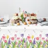 Table Cloth 137 274cm Disposable Tulip Tablecloth Plastic Flower Pattern Dining Decoration Cover For Mother's Day Party Wedding