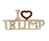Kristall-Strasssteine, einzigartiges Design, Buchstaben-Brosche, rotes Herz, Buchstabe „I Love Trump“, Worte, Anstecknadel für Damen und Mädchen, Mantel, Kleid, Schmuck GD30 12 LL