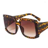 Sunglasses 2023 Fashion Square Women Men Cat Eye PC Cool Gradients Lens Leopard Brand Designer Goggle Trend UV400