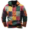 Herenhoodies Sweatshirts Vintage hoodie voor sweatshirt 3D-ruitprint met lange mouwen Pullover Street Man-kleding Oversized trui met capuchon 2023 231124